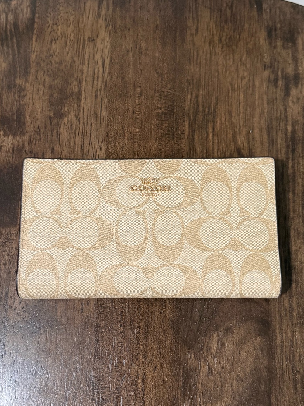 Coach Beige Signature Canvas Continental Wallet